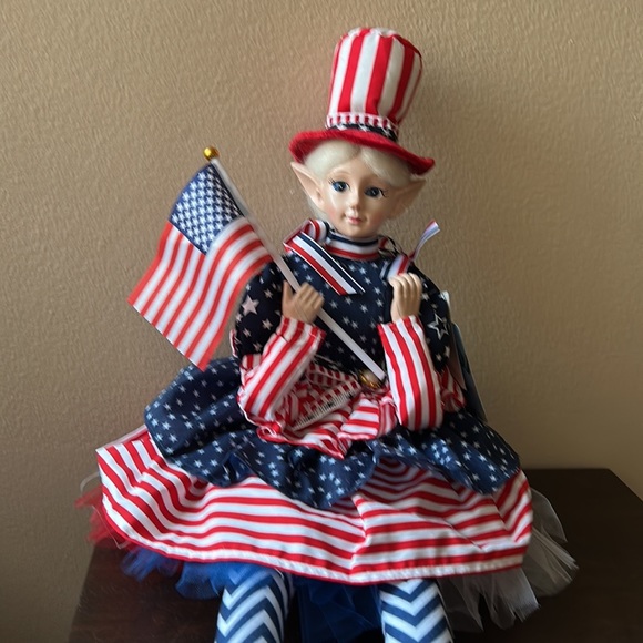 Cynthia Rowley 4th of July Patriotic American Elf Fairy Doll 28" Shelf Sitter - Picture 5 of 5
